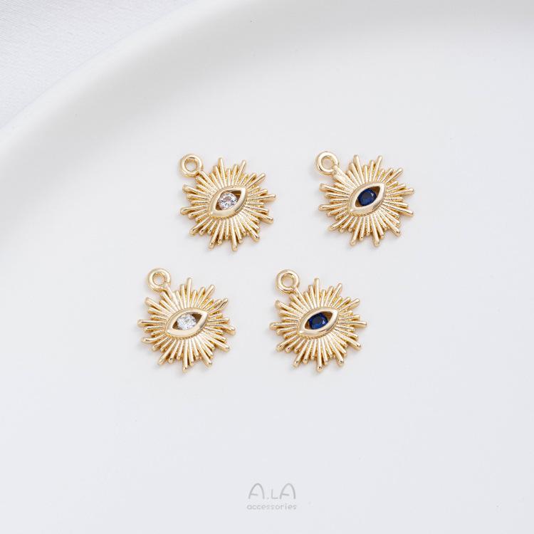 

14K Gold-Filled Zircon Devil s Eye Pendant Handmade Ear Cuffs & DIY Jewelry Charms