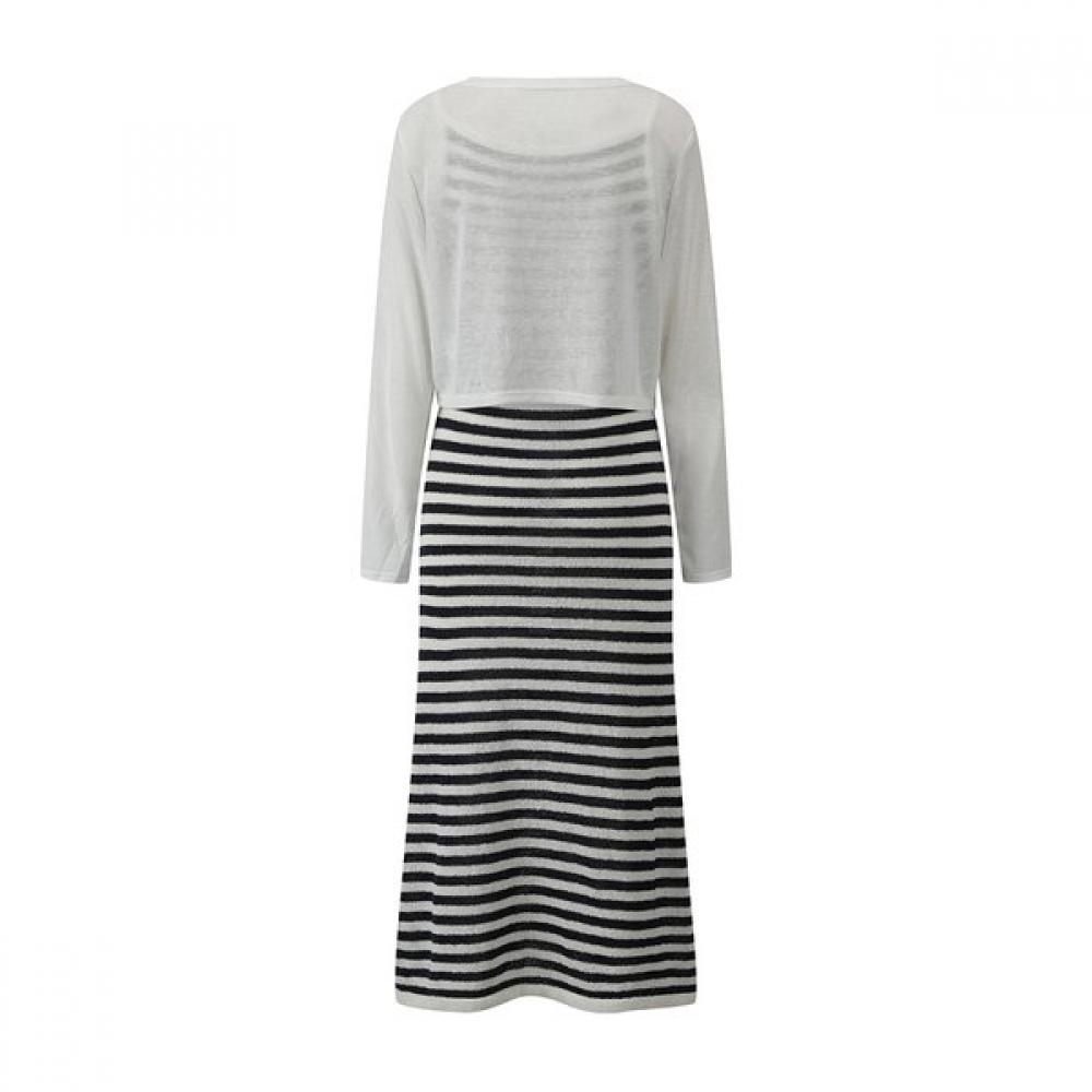GGPX New York Outer Set Maxi Stripe Pattern Dress Gq6st003f