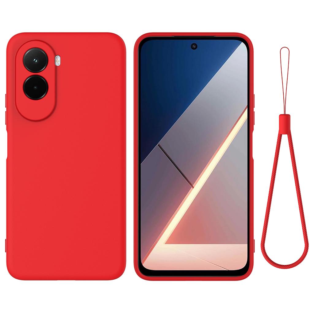 Dla Xiaomi Poco M7 4G (169mm) Płynne silikonowe etui na telefon z paskiem na rękę