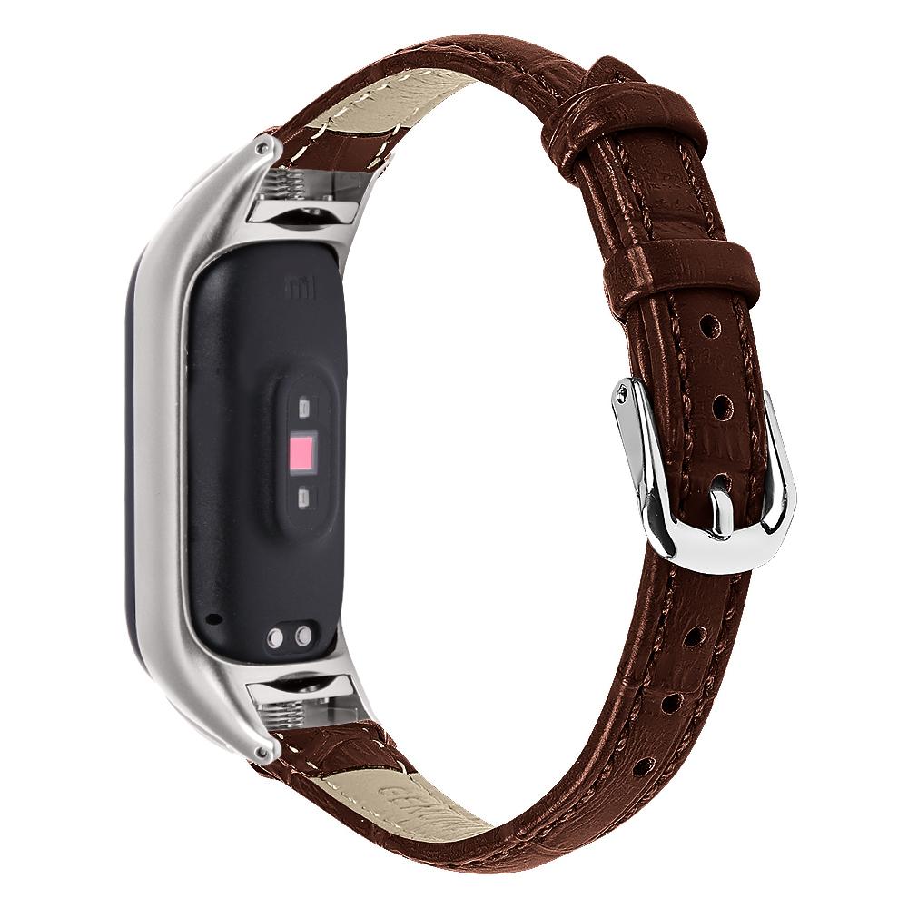 For Xiaomi Smart Band 9 NFC/9/8 NFC/8 Wrist Strap Crocodile Texture Top Layer Cowhide Leather Watch Band
