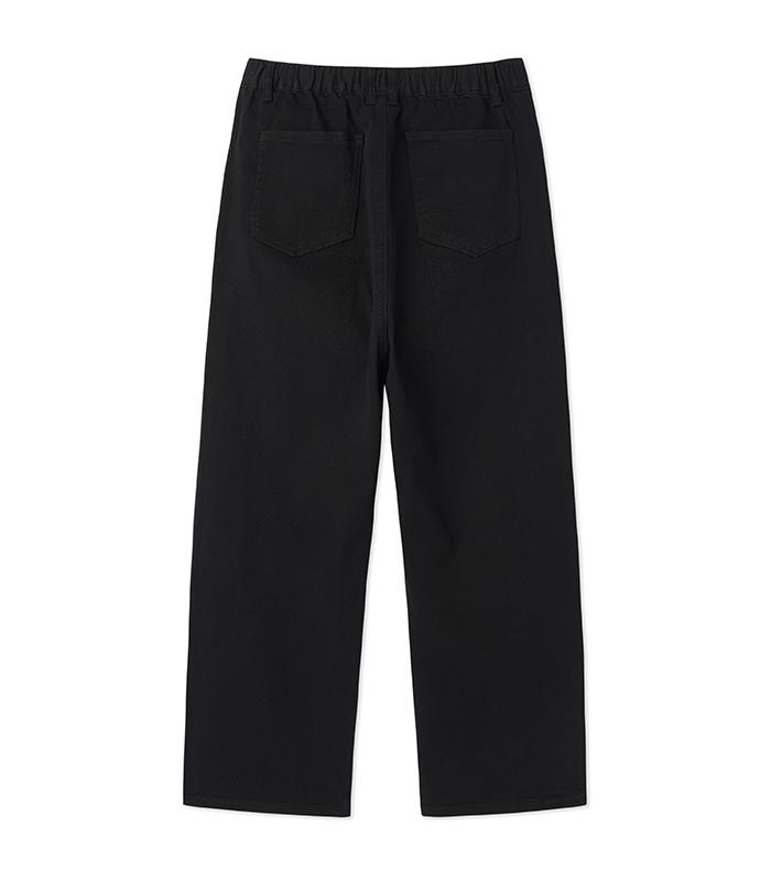 BLACKBROWN Semi-Wide Fit Twill Cotton Pants [Black]