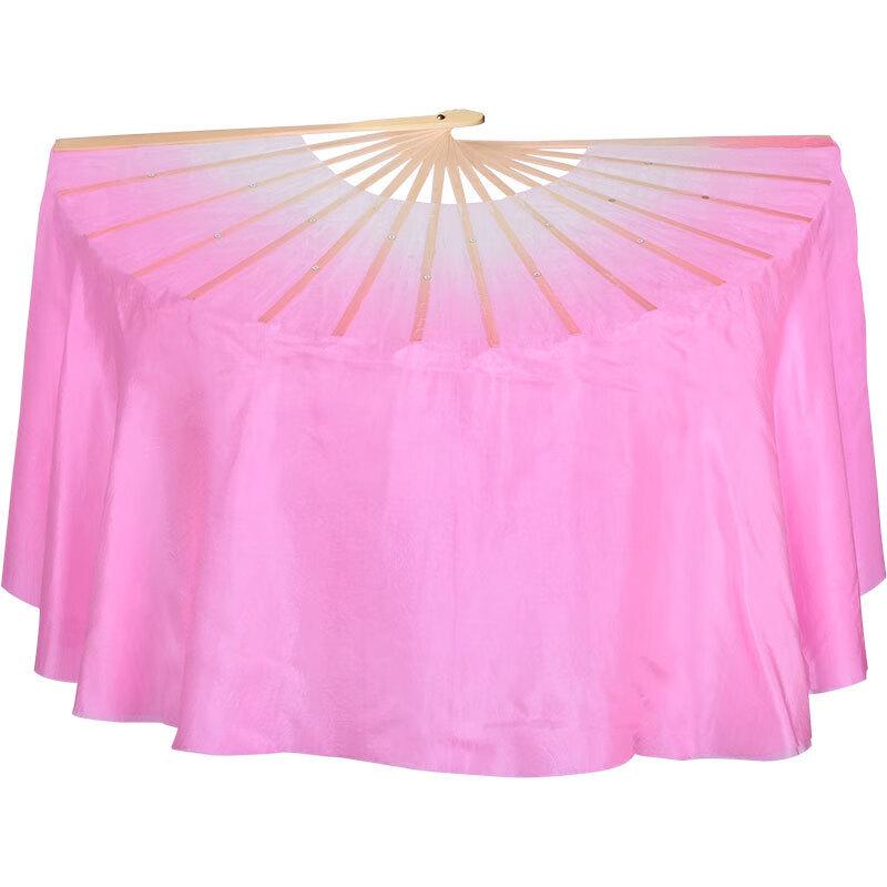 Kuzhe Light Pink to White Silk Dance Fan
