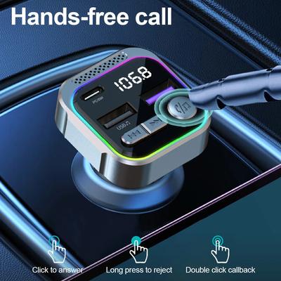 Bluetooth 5.3 FM vysílač PD 30W & QC3.0 rychlá nabíječka Handsfree Bluetooth auto adaptér Hi-Fi Mp3 hudba Čisté hovory Autoset