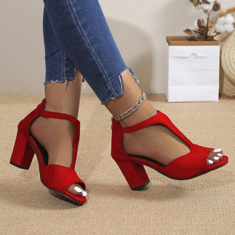 2025 New Simple and Fashionable Back Zipper Fishmouth Shoes Women's Summer Side Stiletto Roman Sandals Designer Sandals