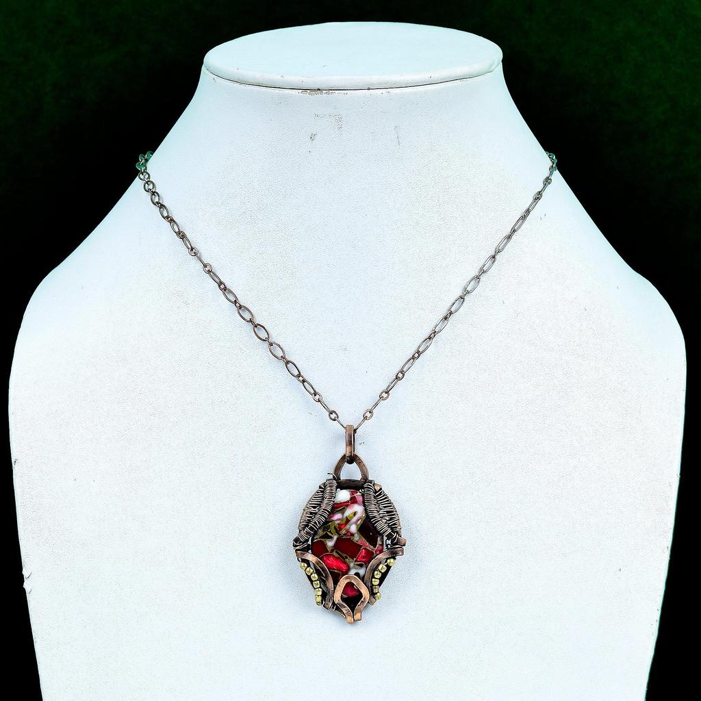 Kingman Red Mohave Copper Turquoise Pendant Copper Pendant Handmade Pendant Natural Gemstone Jewelry Gift for Mom Latest Collection Pendant