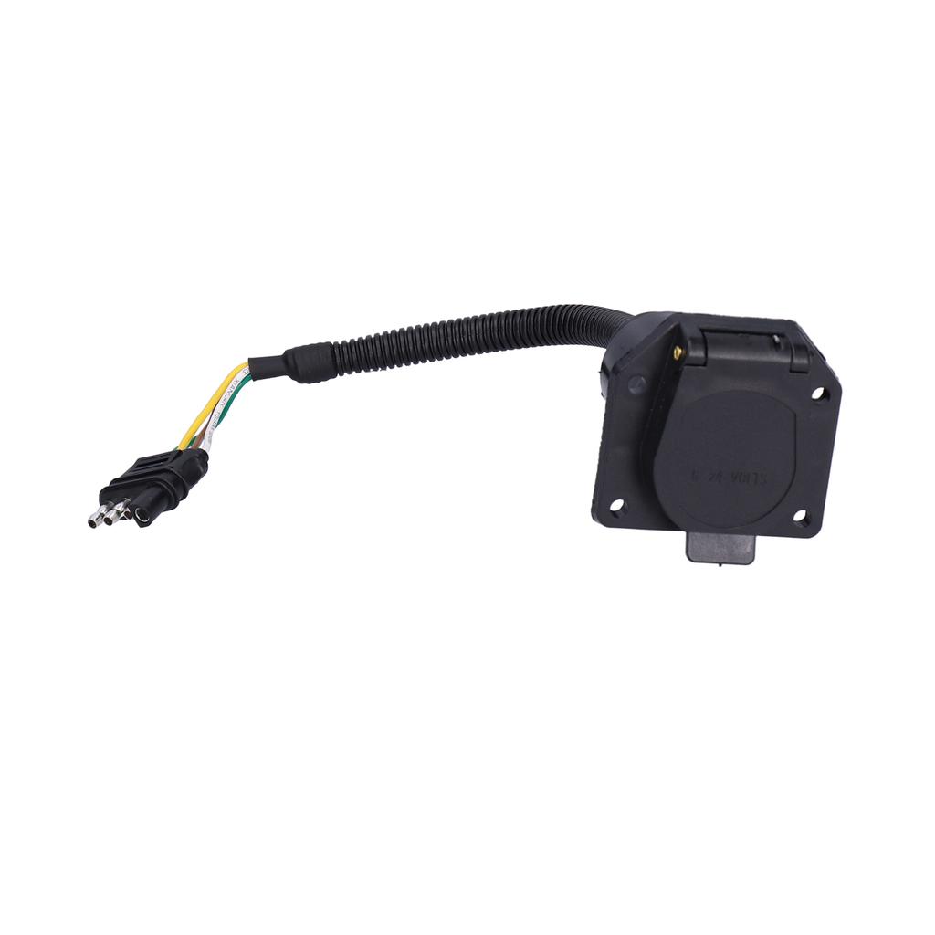 American 4 Flat to 7 Way Round Blade Trailer Plug Connector with Mounting Bracket 6‑24V