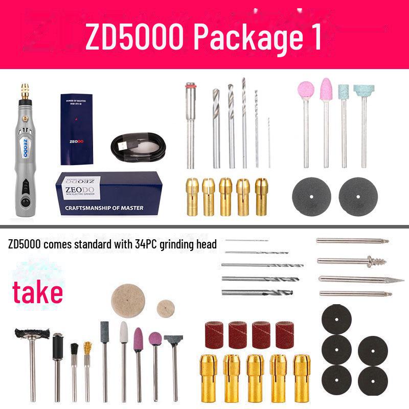 Electric Grinder ZD5000: Rechargeable, Speed Regulating, Mini, Polishing, Jade Engraving, Small Wood Engraving Machine