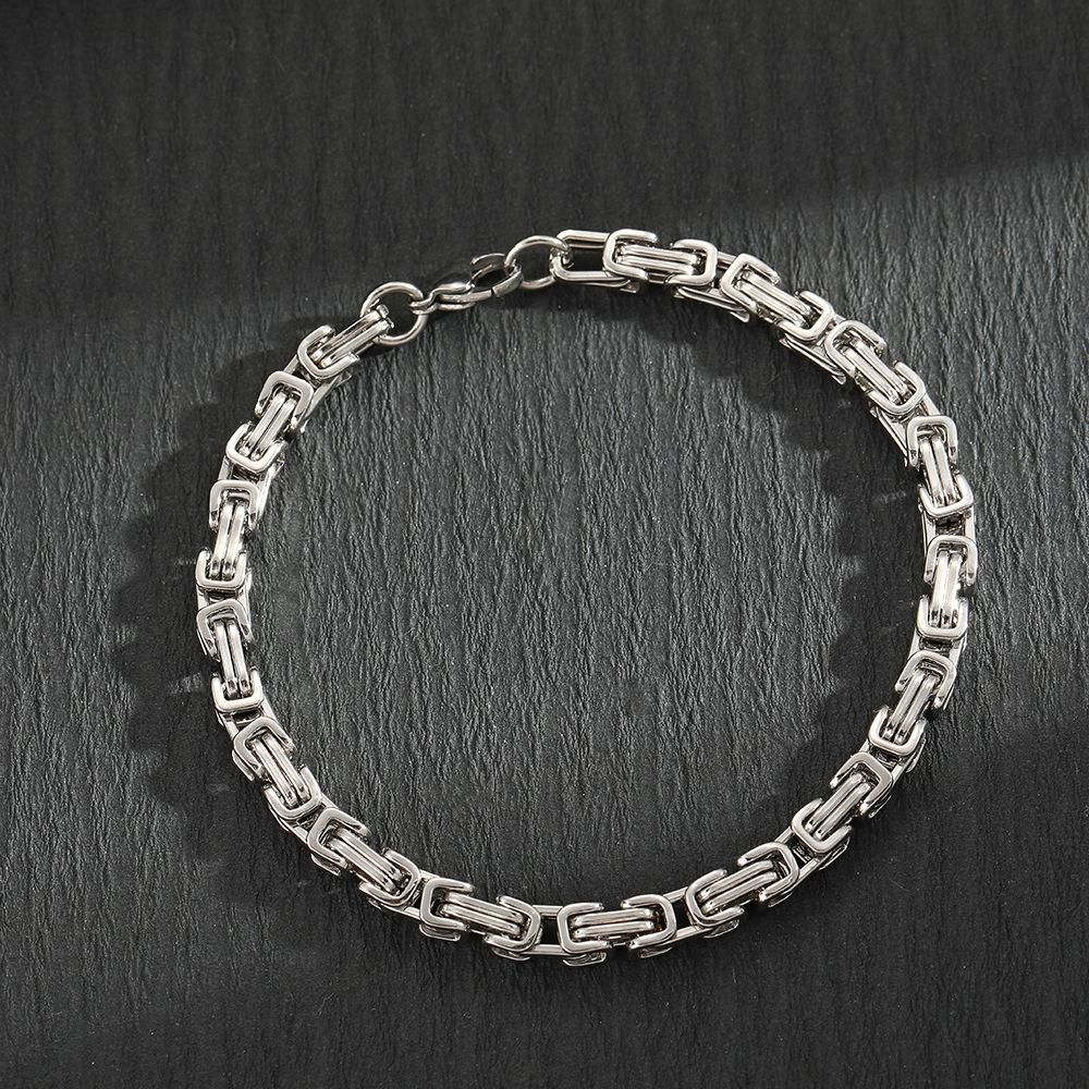 Silver Men' Bracelet THICK ROYAL Byzantine + FREE