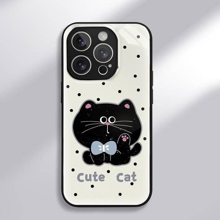 Polka Dot Big Face Cat for Apple 17 Promax Cartoon Female Model for IPhone Mobile Phone Case 16 New Model 15 Hydrogel Shell