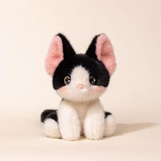 Boneca de Gato Realista Siamês Tricolor Brinquedo de Pelúcia Animal de Pelúcia Macio Amigo de Mesa Fofo e Presente de Apoio Emocional