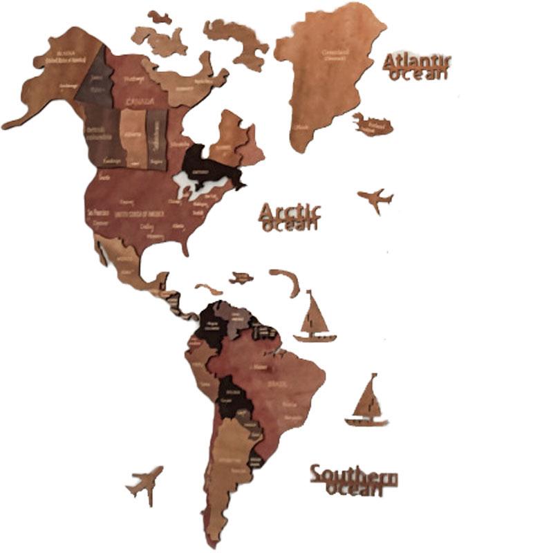 World Map Wooden 3D Puzzle: Stereoscopic Wall Hanging for Office & Home Decor