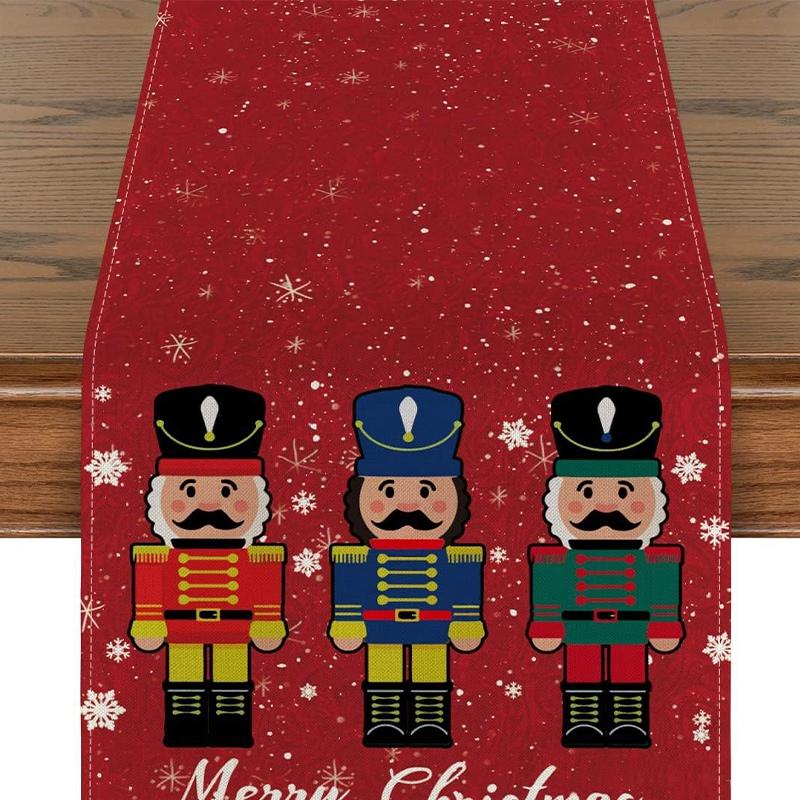 Декоративная дорожка для стола, обеденный стол, скатерть, рождественское украшение 2025 года, снеговик, снежинка, дорожка для стола, Санта-Клаус, декор для вечеринки M  33X183cm