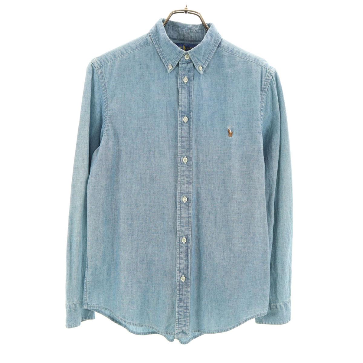 

RALPH LAUREN Рубашка шамбре с длинным рукавом на пуговицах L 14-16 синий Детская Б/у