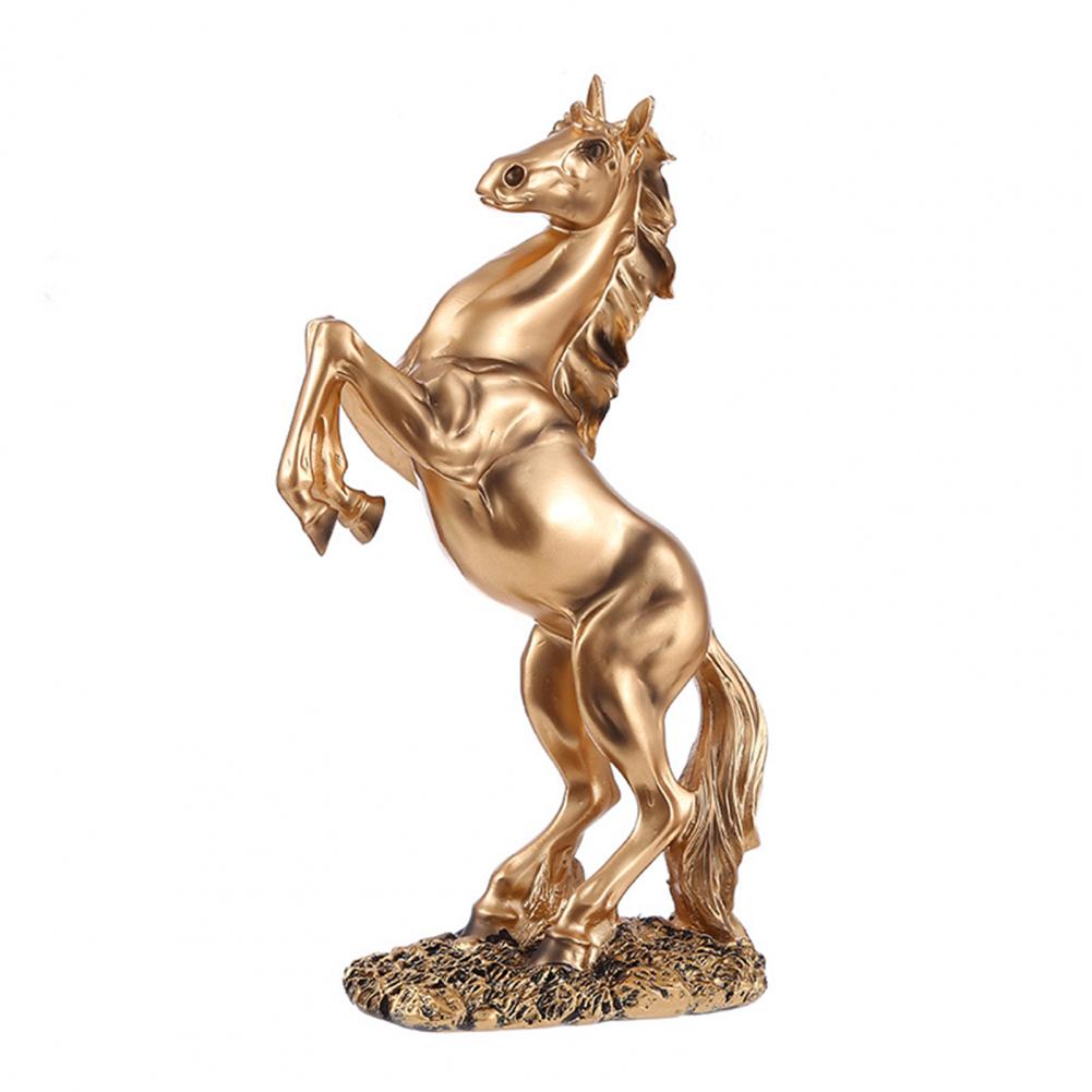 

30cm Simulated Horse Figurine Bring Good Luck Wealth Horse Resin Statue Fengshui Decoration Home Desktop Ornament Year Of Horse золотистий