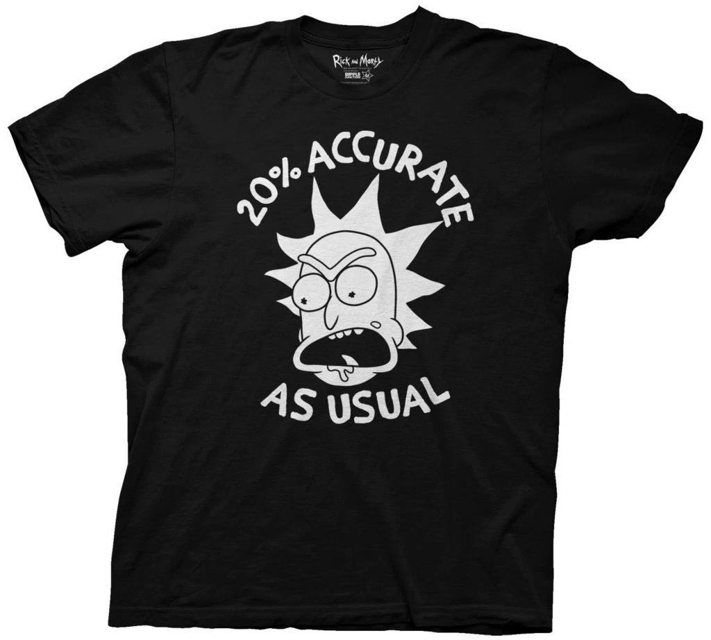 Adult Rick and Morty Rick Sanchez 20% Accurate 100% Cotton T-shirt Mens Tees Top - Perfect for Cosplay L