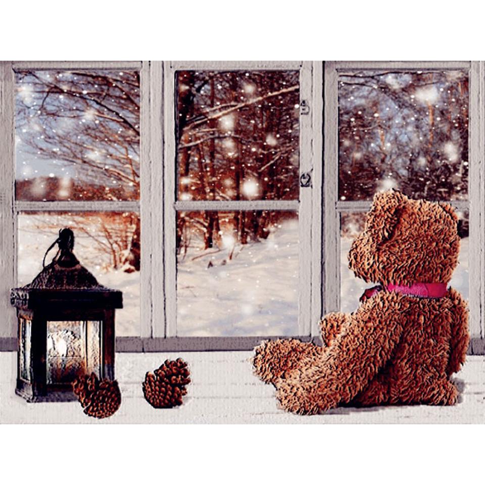 5D DIY Full Round Diamond Painting Beautiful Winter Landscape Diamond Embroidery Rhinestone Picture Home Decoration Gift