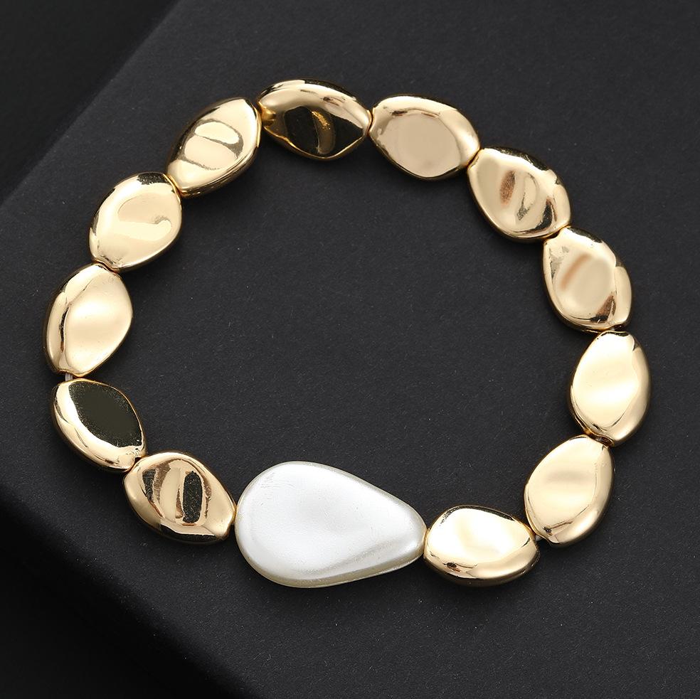 

Новый браслет из сплава с барочным жемчугом, женский универсальный эластичный браслет