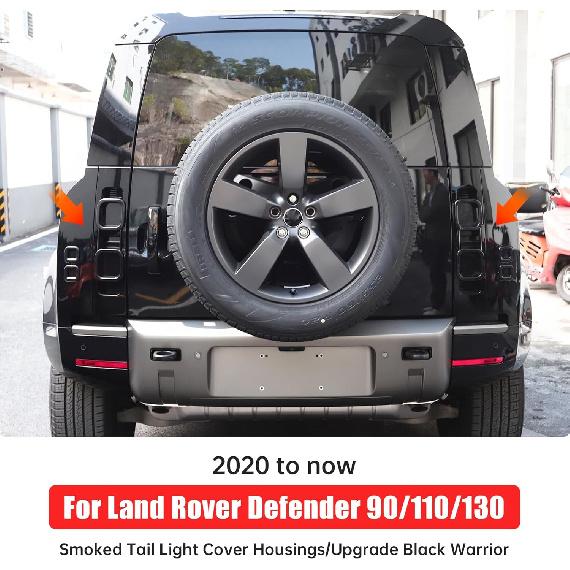 Smoked Tail Light Cover for 2020-2025 2026 Land Rover Defender 90 110 130 Rear Tail Light Fog Light Housing Exterior Conversion Black Knight