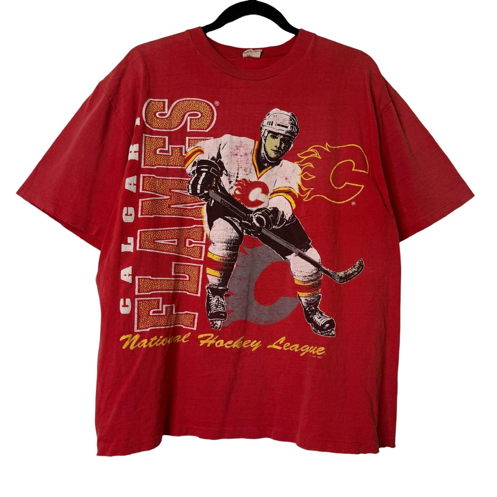90 s Calgary Flames T shirt Sz L (B685) S