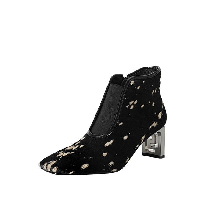 Fashion NEW Autumn/Winter Women Boots Square Toe Strange Heel Shoes Horsehair Shoes for Women Zipper Ankle Boots Leopard Modern Boots