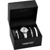 TIME100 Elegant Women's Watch Gift Set with 3 Bracelets Silver Quartz Watch Gift Wrapped