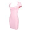 European and American Elegant Pink Valentine's Day Low-Cut Striped Bandage Dress - Sexy, Hip-Hugging Date Dress.