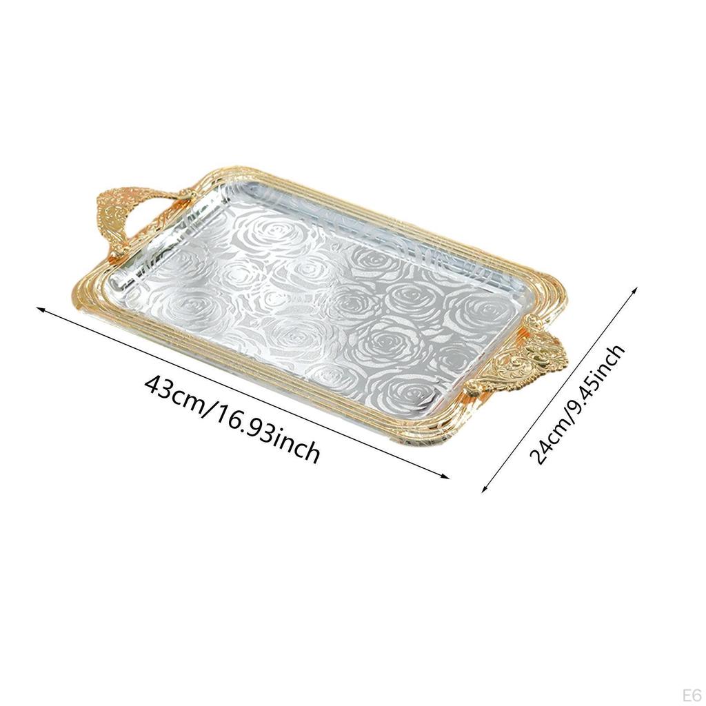 Serving Tray Decorative Iron Art Non Slip Vanity Jewelry for Coffee Table Dresser