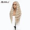 Noble Synthetic Lace Wig Cosplay Wigs 30 Inch Long Deep Wavy Ombre Blonde Silvery Lace Wigs For Women Lace Wig Heat Resistant
