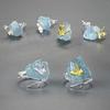 Adjustable Aquamarine Butterfly Ring with Big Gemstones Natural Stone Finger Jewelry Accessory for Elegant Women