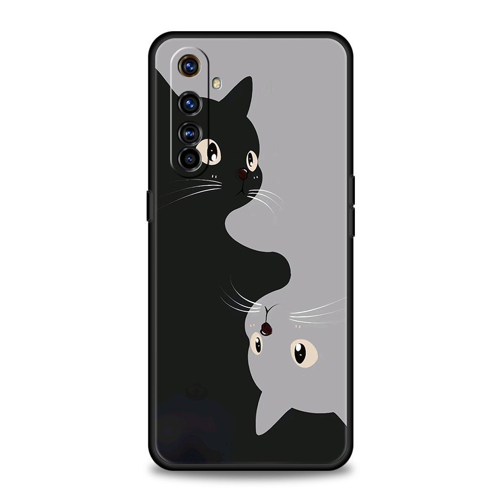 Cute Cat Phone Case For Realme 12 11 10 9 8 5G 7 6 GT5 GT3 GT2 Pro Plus C21 C11 C25 C35 For Realme GT Neo 2 3 3T Soft 5 Cover