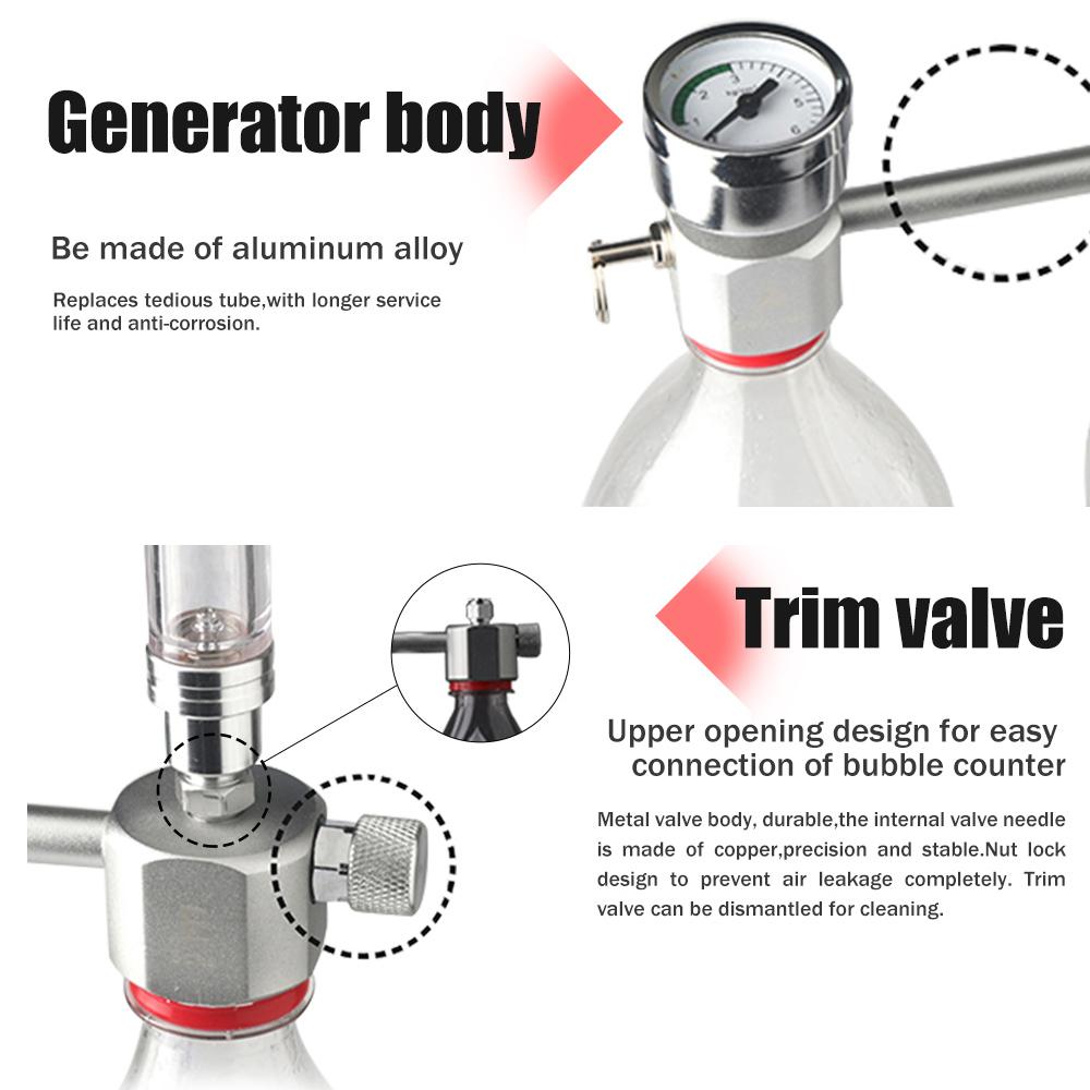 Aquarium DIY CO2 Generator System Kit CO2 Generator System with Solenoid Valve Bubble Counter & Check Carbon Dioxide Reactor Kit