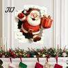 Window Sticker for Glass Christmas Santa Wall Stickers, 3D Claus Reindeer Break-Through Self-Adhesive Indoor Outdoor Holiday Ornaments Decal,