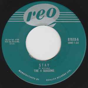 7inch Record FOUR SEASONS - Stay 8761X Reo 1964 Canada Rock Used