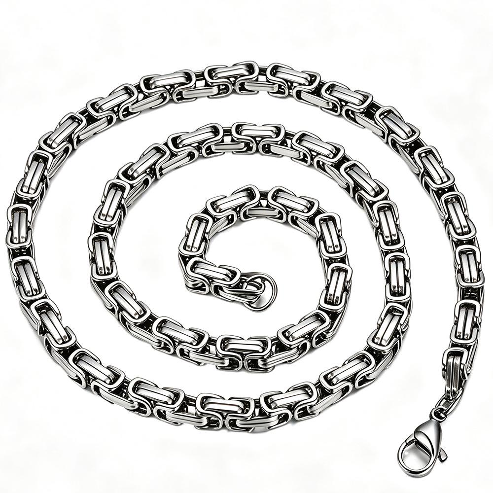 Non-Fading Byzantine Men's Necklace: Titanium Steel Hip Hop Punk Stainless Steel Thick Chain