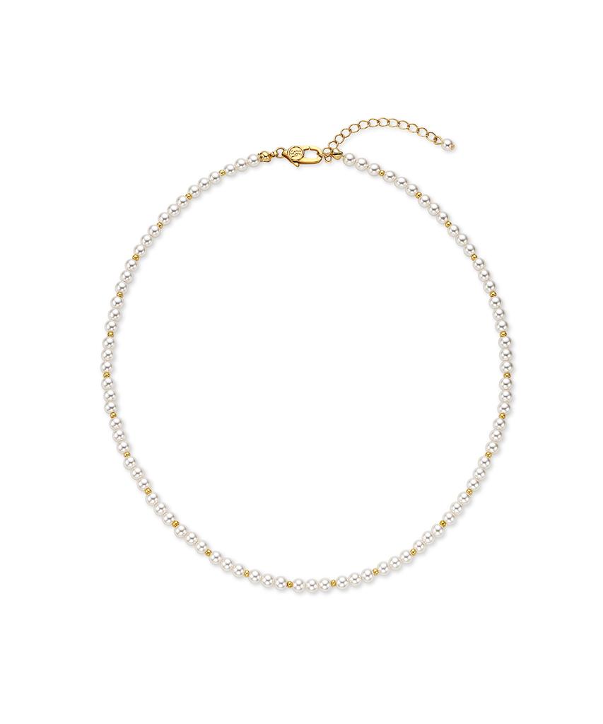 Has En016 Basic Pearl Gold Ball Necklace