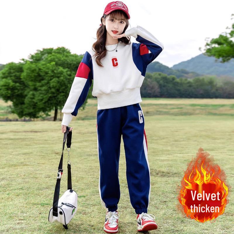 

Модный повседневный спортивный костюм для девочек - Весна/Осень 2025 Двойка 140