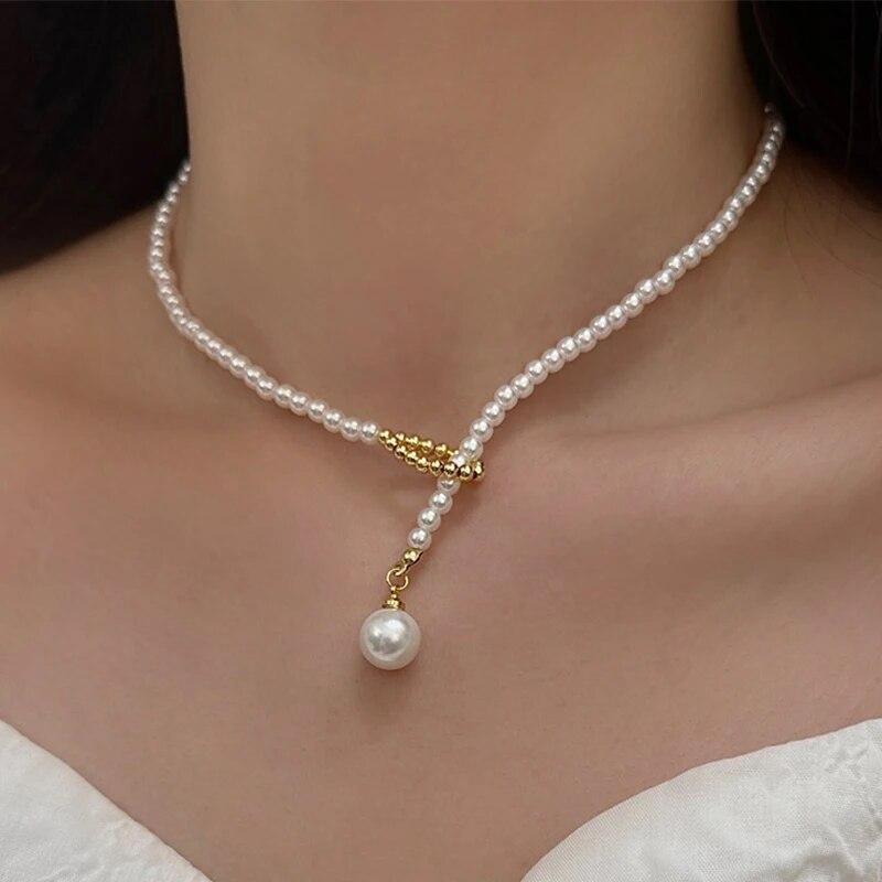 

Трендовые ювелирные изделия для свадебной вечеринки, красочное колье-чокер в форме сердца для женщин, элегантное белое ожерелье с имитацией жемчуга, пляжное ожерелье для отпуска N198 X0198-2