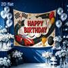 Festive Racing Car Sports Car Birthday Banner, Multicolor Polyester Backdrop for Party Decorations