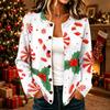 Women's Casual Christmas Print Long Sleeve Button-Up Knit Cardigan Sweater Coat for Holiday Wear