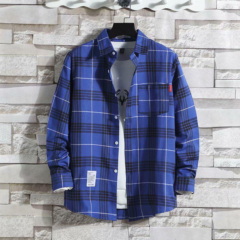 Hong Kong Style Men's Plaid Sun Protection Jacket - Long-Sleeved, Lightweight, Trendy & Stylish.