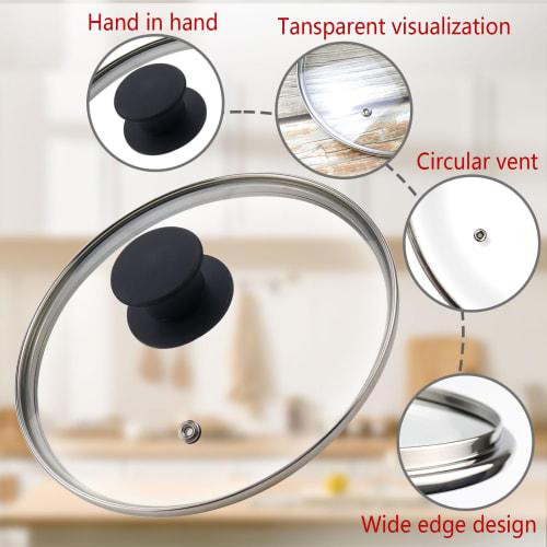 HEVSTIL Universal Lid for Pots, Pans, and Skillets, 6.5-inch/17cm Clear Glass Pot Lid with Heat-Resistant Silicone Handle