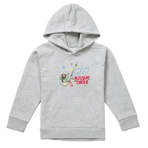 Toy Story Childrens/Kids No Batteries Needed Holiday Cheer Buzz Lightyear Heather Christmas Pullover Hoodie