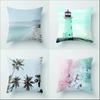 Summer Vacation Cushion Cover Pink Beach Wave Mountain Sofa Pillowcase Bedroom Home Car Office Accessories