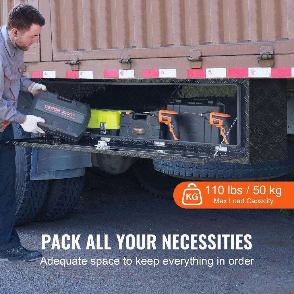 Underbody Aluminum Truck Tool Box 60" x 17" x 18" Trailer RV Tool Storage