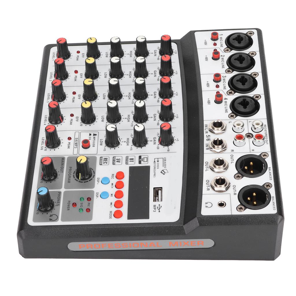 6 Channel o Mixer Professional Digital Mixing Console for Live Broadcast Karaoke and Stereo