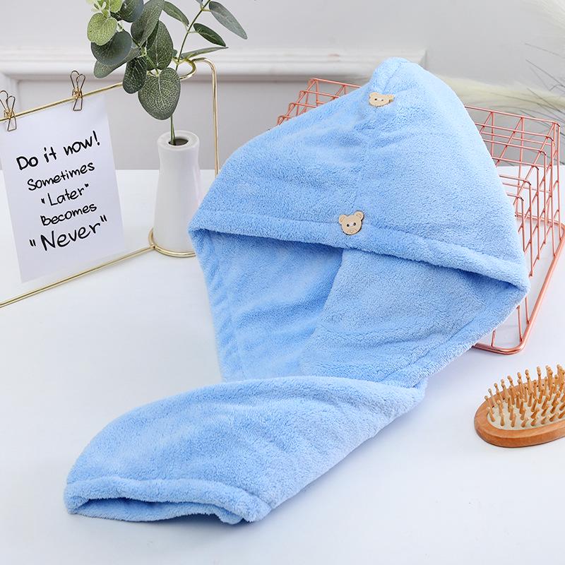 Thickened Coral Fleece Hair Drying Cap - Absorbent, Quick-Drying, Autumn/Winter Style Head Wrap