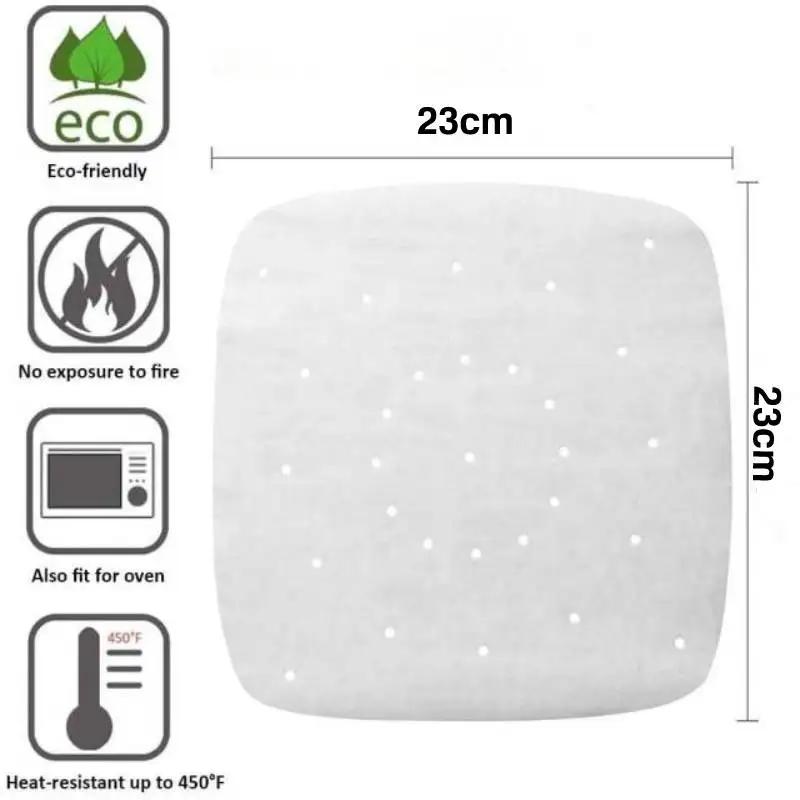 100pcs Air Fryer Parchment Paper Liners 9 Inch Baking Paper Square Perforated Parchment Paper for Steamers Cake Pan Oven Cooking