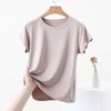 2025 Women's Slim-Fit Short-Sleeve Summer T-Shirt with Straight Shoulders and Round Neck