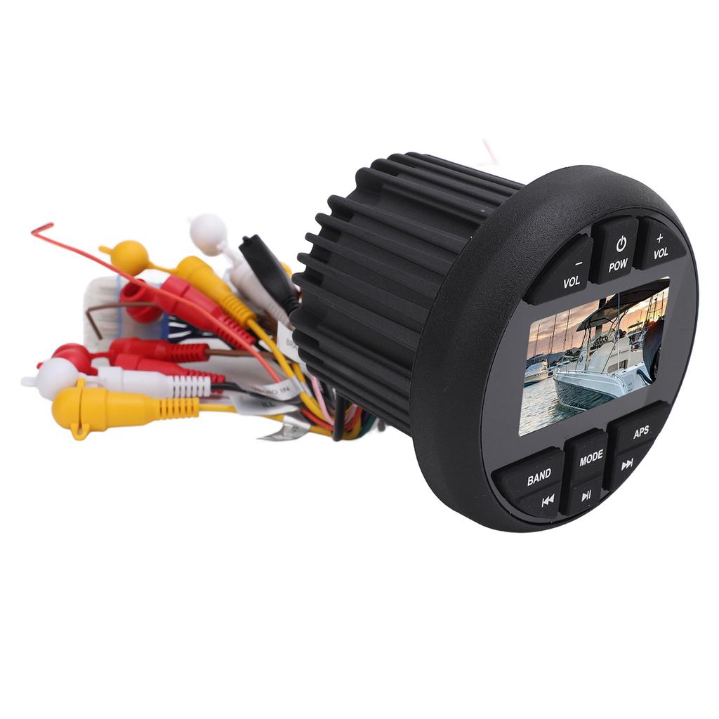 Marine Digital Media Receiver 3in TFT Screen Bluetooth IPX6 Waterproof Gauge MP3 Player for Boat Yacht RV