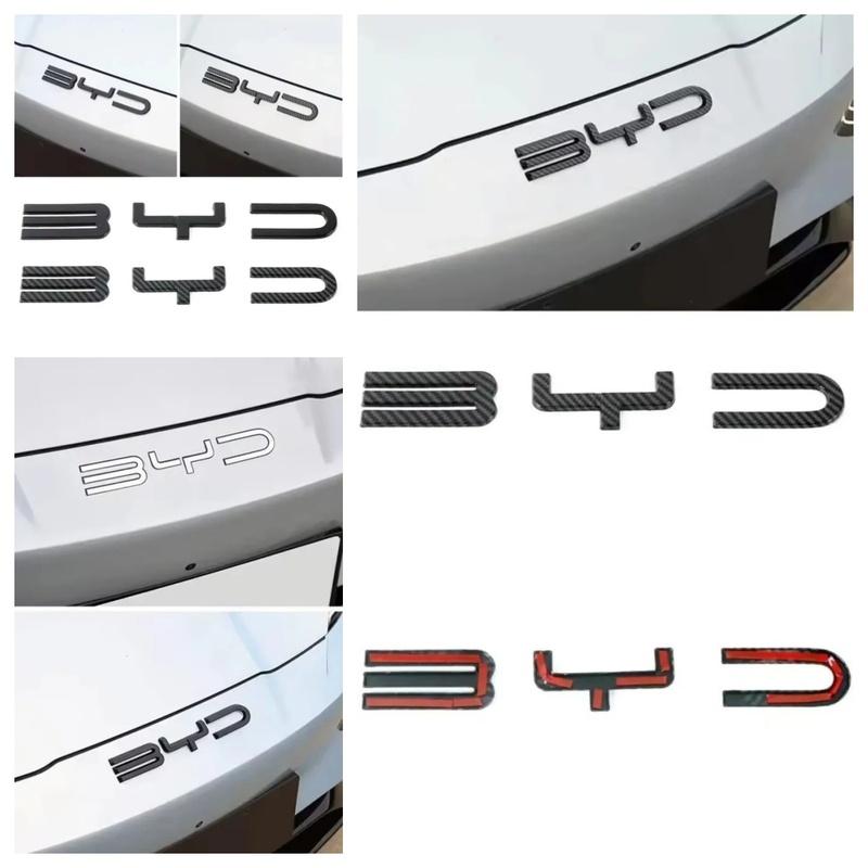Car 3D BYD Decal Carbon Fiber Badge Sticker For BYD Atto3 Seal Han Tang Dolphin Song Yuan Trunk Steering Wheel Exterior Dec